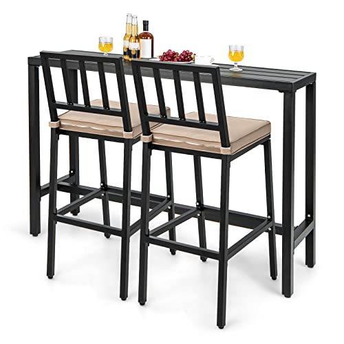 COSTWAY 3 Piece Outdoor Patio Bar Set, 55