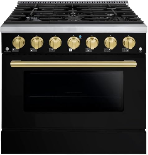 Forte FGR366BBBBR 36 Inch Freestanding All Gas Range with Natural Gas, 6 Sealed Burners, 4.5 cu. ft. Total Oven Capacity,