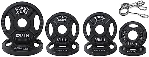 Signature Fitness Olympic 2-Inch Cast Iron Plate Weight Plate for Strength Training and Weightlifting, Multiple Sizes