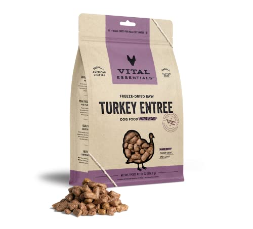 Vital Essentials Freeze Dried Raw Dog Food, Turkey Mini Nibs Entree, 14 oz