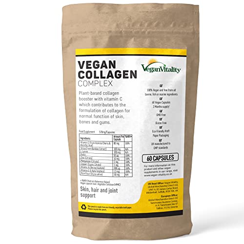 Vegan Collagen Supplements with Biotin for Hair, Skin, Nails & Joints - 2 Months Supply. Cruelty Free Plant Based Collagen Vegan, Vegetarian Collagen Booster Pills for Women and Men