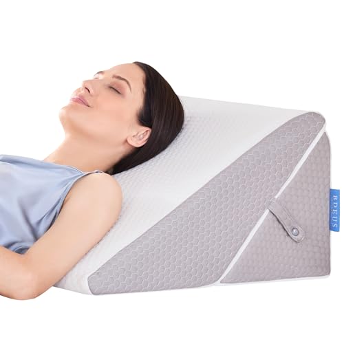 BDEUS Bed Wedge Pillow for Sleeping, Memory Foam Adjustable 9&12 Inch Incline,Wedge Pillow for Back Support and Leg Elevation-Helps with Acid Reflux,Gerd, Heartburn,Snoring,Back Pain, Reading