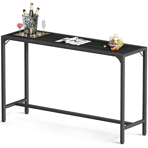 ODK 55 Inch Outdoor Bar Table, Patio Bar Height Table, Tall Bar Counter Pub Dining Table with Weather Resistant Waterproof Top for Hot Tub, Garden, Yard, Balcony, Poolside, Indoor Use (Black)