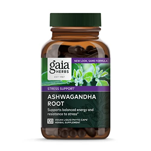 Gaia Herbs, Ashwagandha Root Vegan Liquid Phyto Capsules - Stress Relief, Immune Support Supplement, Balanced Energy Levels and Mood , 120 Ct (Pack of 1)