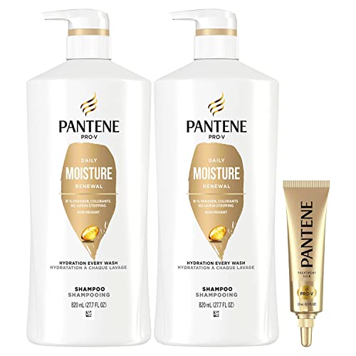 Pantene Shampoo Twin Pack with Hair Treament, Daily Moisture Renewal for Dry Hair, Safe for Color-Treated Hair