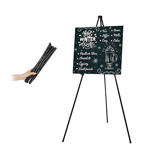 Mutualsign Easel Stand for Display Floor Easels for Signs Black Tripod for Poster Welcome Board Stands, Base 63