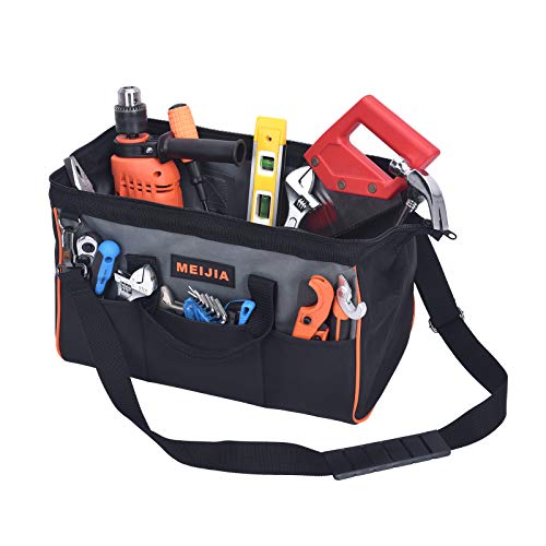 MEIJIA Portable Wide Mouth Open Multi-Compartment Pockets Heavy Duty Tool Bag With PE Board Bottom (16