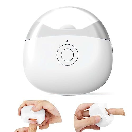 Automatic Electric Nail Clipper with LED Light & 2 Speeds with Nail Scraps Storage, USB Rechargeable Safety Fingernail Trimmer for Newborn, Infant, Baby, Toddler, Kids, Adult and Seniors, White