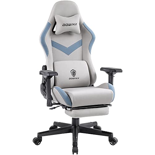 Dowinx Gaming/ Office Chair Breathable Fabric with Pocket Spring Cushion and 4D Armrests, High Back Ergonomic Computer Chair with Massage Lumbar Support Task Chair with Footrest Grey