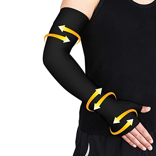 beister Lymphedema Medical Compression Arm Sleeve with Gauntlet for Men & Women (Single), 20-30 mmHg Full Arm Support with Dot Silicone Band, Graduated Compression Arm Brace for Swelling, Arthritis