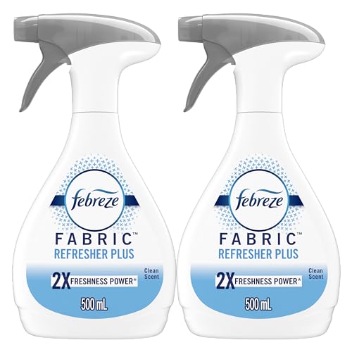 Febreze Fabric Spray, Odor Fighter for Strong Odor, Refresher Spray PLUS with Clean Scent, 16.9 Fl Oz (Pack of 2)