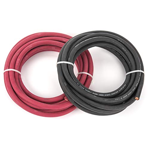 EWCS 1/0 Gauge Premium Extra Flexible Welding Cable 600 Volt Combo Pack - Black+Red 15 Feet of Each - Made in the USA
