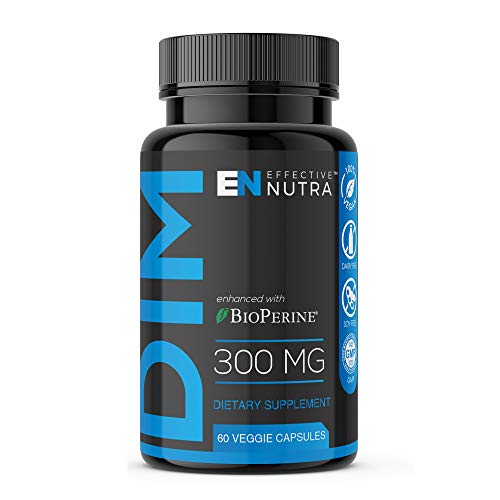 Effective Nutra Dim Supplement 300mg Capsule - Extra Strength Diindolylmethane DIM + BioPerine - Estrogen Blocker for Men & Women - Estrogen Balance, Metabolism, Hormone, Menopause, Acne, PCOS