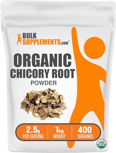 BULKSUPPLEMENTS.COM Organic Chicory Root Powder - Chicory Root Supplement, Fiber Supplement, Chicory Powder - Chicory Root Cofee Alternative, Gluten Free, 2.5g per Serving, 1kg (2.2 lbs)