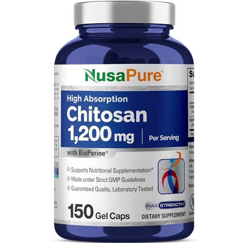 NusaPure Chitosan 1200mg 150 Caps (Non-GMO & Gluten Free) Bioperine