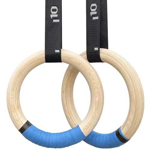 UVIAHOMI Wooden Gymnastics Rings Olympic Rings 1500 lbs with 15ft Long Adjustable Cam Buckle Straps with Scale Non-Slip 32MM Gym Rings Lifting Rings Exercise Rings for Gym Home Full Body Workout