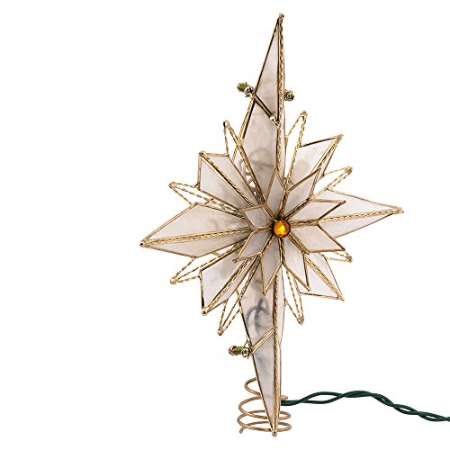 Kurt Adler Light 10-Inch Capiz Classical Multi-Pointed Bethlehem Star Treetop, Ivory
