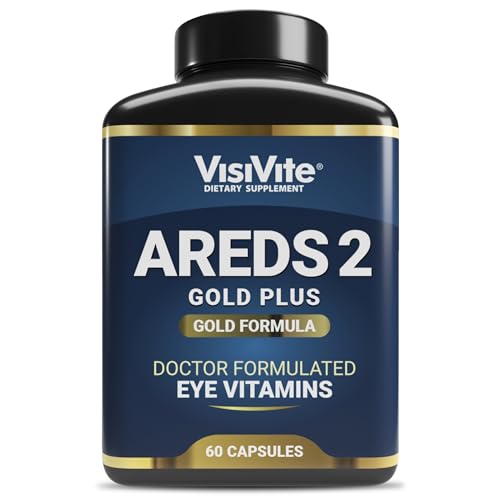 Doctor Formulated AREDS 2 Plus Eye Vitamins with Zeaxanthin Plus Lutein - Bilberry and Grape Seed Extract - Premium Eye Health Formula - 60 Eye Supplement Capsules of VisiVite Gold Plus