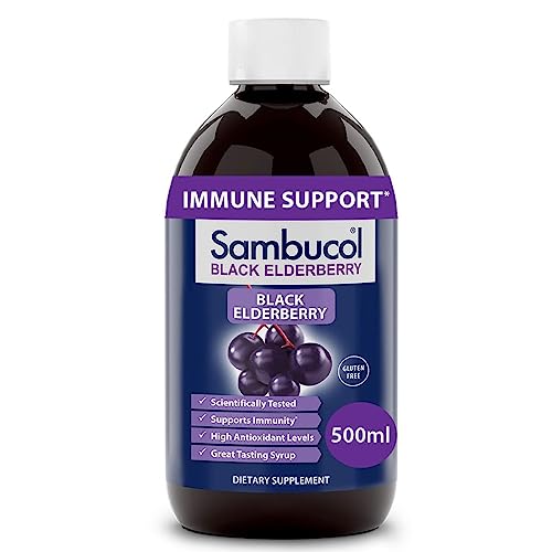 Sambucol Black Elderberry Syrup - Advanced Immune Support Supplement, Sambucus Elderberry Syrup for Kids & Adults, High Antioxidants, Gluten-Free, Vegan, Kosher, Naturally Flavored - 16.9 Fl Oz