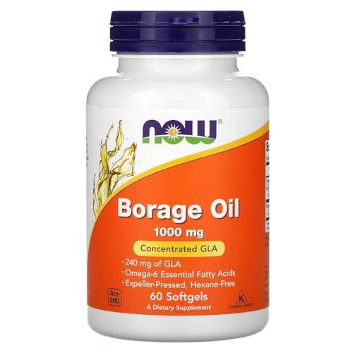 NOW Supplements, Borage Oil 1000 mg with 240mg of GLA (Gamma Linolenic Acid), 60 Softgels