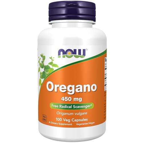 NOW Supplements, Oregano (Origanum vulgare) 450 mg, Free Radical Scavenger*, 100 Veg Capsules