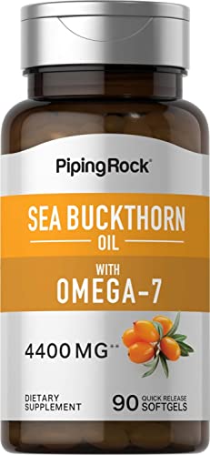 Sea Buckthorn Oil Capsules 4400mg | 90 Softgels | Sea Buckthorn Berry Extract | with Omega-7 | Gluten Free, Non-GMO | by Piping Rock