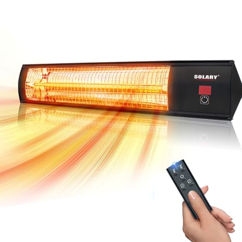 Solary Electric Infrared Outdoor Heaters for Patio - Wall-Mounted Graphite Infrared Heater for Restaurant, Backyard, Garage and Decks