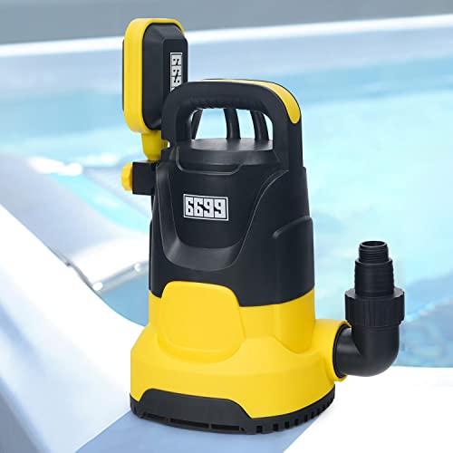 6699 3/4HP Portable Utility Pump Submersible Water Pump with Adjustable Float Switch & 16FT Long Cable High Flow 3000GPH for Draining Water Down to 1/25in from Pools Ponds Flooded Basement SUB 3000