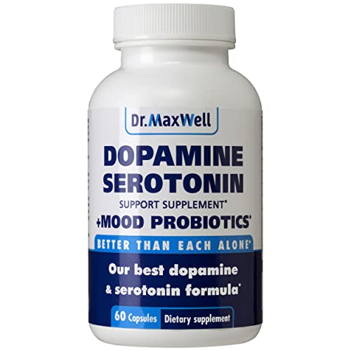 Serotonin and Dopamine Supplements with Mood Probiotic, 5in1 Support for (1) Dopamine (2) Serotonin (3) Mood (4) Relaxation (5) Focus & Brain, 60 Capsules