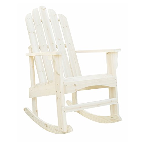 Shine Company 4698N Marina Adirondack Porch Rocker | Indoor/Outdoor Wood Rocking Chair – Natural