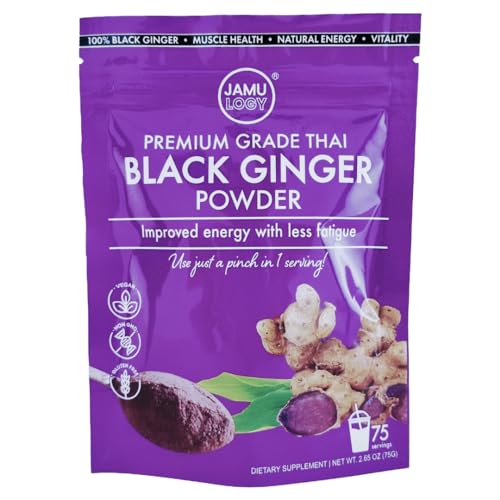 Jamulogy Thai Black Ginger Powder Herbal Supplement, 2.65 Ounce – for Energy & Stamina, Sexual Wellness, Vitality | kaempferia parviflora