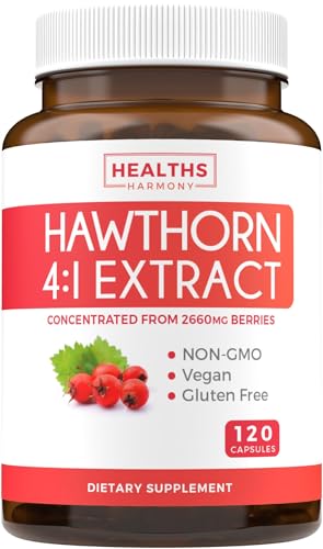 Hawthorn Berry Capsules (4 Month Supply) High Strength Extract - Digestion & Heart Health Supplements - Concentrated from 2660mg Fresh Berries - Hawthorne Supplement for Men, Women - 120 Vegan Pills