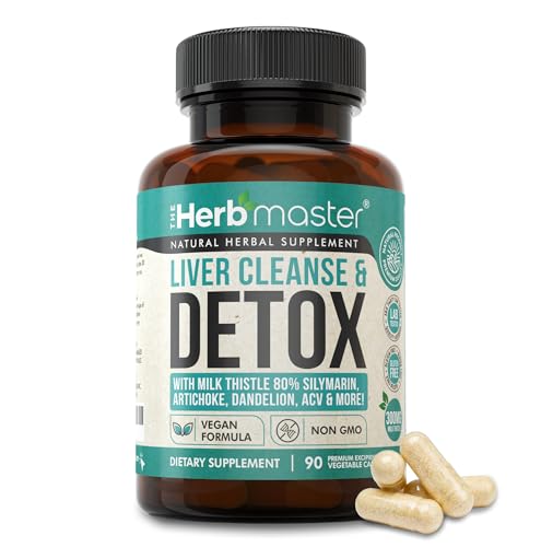 Nora Ross Herbmaster Liver Detox & Cleanse | Herbal Repair Supplement | Liver Support Supplement | Milk Thistle Liver Detox with Zinc, Choline, Artichoke Leaf, ACV, Chanca Piedra