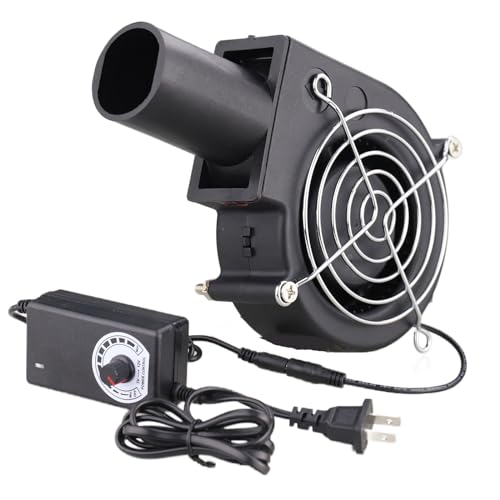 Wathai BBQ Air Mover Blower Fan 12V 97mm x 33mm,Variable Speed Centrifugal Fan with 110V - 240V AC Plug for Camping Quick Charcoal Starter,Outdoor Cooking,Fireplace,Bellows,Wood Stove or Drying Boots