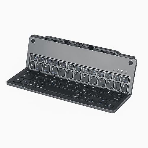 ZZR SEVEN Bluetooth Keyboard, Wireless Keyboard, Foldable Keyboard with Phone/Tablet Holder, Portable Keyboard, Travel Keyboard Compatible with Windows iOS Android Tablet Smartphone (B048 Plus)