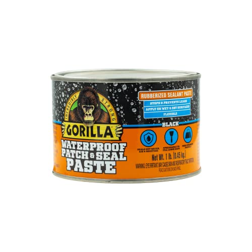 Gorilla Waterproof Patch & Seal Rubberized Sealant Paste, Black, 1lb Can (Pack of 1)