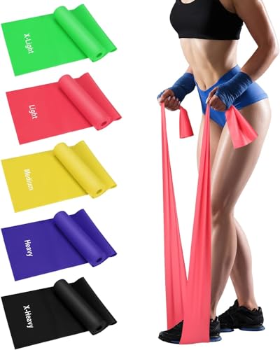 SARTHN Exercise Bands for Working Out, Resistance Bands Set with 5 Resistance Levels, Skin-Friendly Elastic Bands with Carrying Pouch for Home Workout