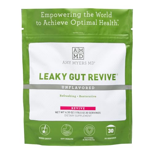 Amy Myers MD Leaky Gut Revive Powder for Leaky Gut Repair – L Glutamine, Slippery Elm to Support Constipation, IBS, Diarrhea, Bloating, Heartburn, SIBO – Licorice & Marshmallow Root For A Healthy Gut