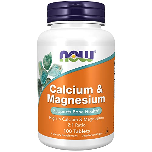 NOW Supplements, Calcium & Magnesium 2:1 Ratio, High Potency, Supports Bone Health*, 100 Tablets