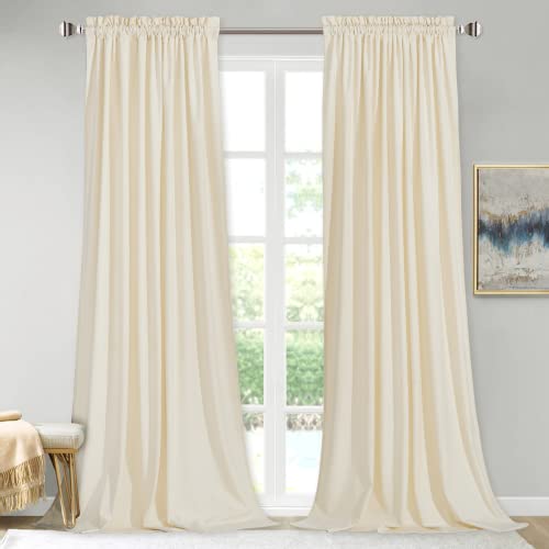 StangH Ivory Velvet Curtains for Window - Heavy Velvet Privacy Thermal Drapes, Elegant Decor White Backdrop Curtains 96 inches Long, for Dining Room/Apartment/Wedding, Ivory, W52 x L96, 2 Panels