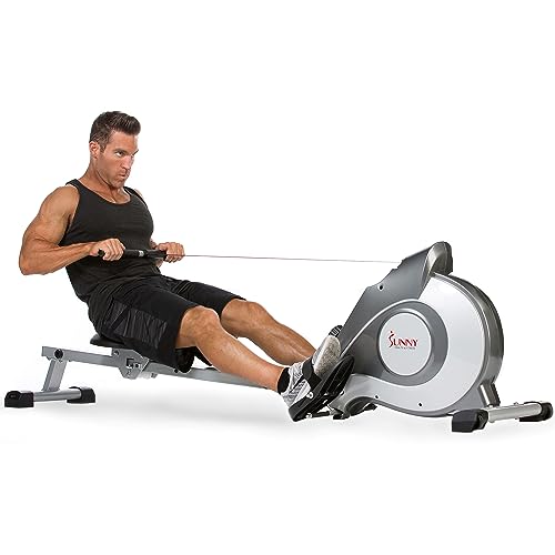 Sunny Health & Fitness Magnetic Rowing Machine with Extended Slide Rail with Optional Exclusive SunnyFit® App