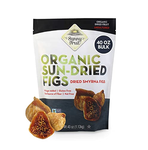 Organic Dried Smyrna Figs 40oz Bulk Bag | Tender & Juicy - NO Added Sugars, Sulfurs or Preservatives | ALLERGEN-FRIENDLY, VEGAN, KOSHER & HALAL