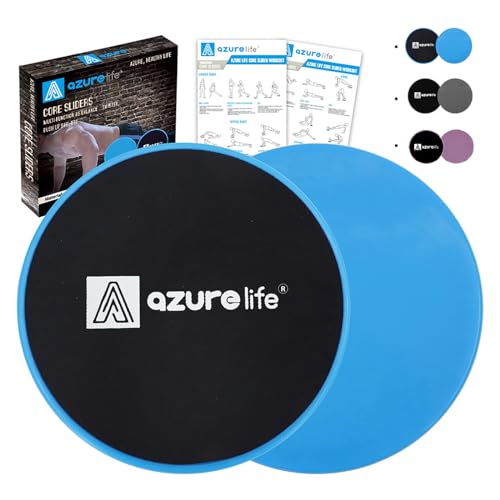 A AZURELIFE Exercise Core Sliders, Dual Sided Exercise Gliding Discs Use on Carpet or Hardwood Floors, Light and Portable, Perfect for Abdominal&Core Workouts