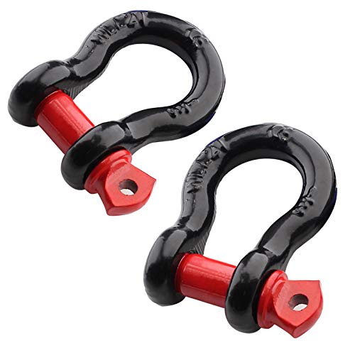 Qjaiune 2Pcs 1/2 Inch D Ring Shackle, D Shackle Rugged 12 Ton(26,455 lbs) Maximum Break Strength, 2 Ton (4409 Lbs) Capacity