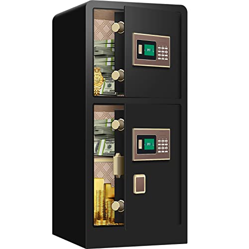 [2024 New] 7.2 Cu ft Extra Large Home Safe Fireproof Waterproof with Two Departments, Heavy Duty Anti-Theft Digital Home Security Safe Box, Fireproof Safe for Home Business Office Valuables