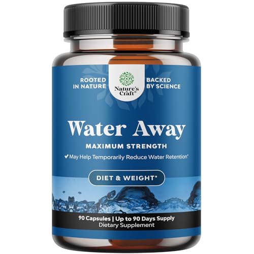 Water Away Pills Maximum Strength - Herbal Diuretic Pills for Water Retention for Fast Acting Bloating Relief for Women and Men - Easy To Take Water Retention Pills for Women and Men - 90 Servings