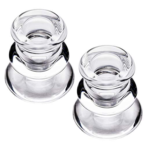 Clear Glass Candlestick Holders, Set of 2 Taper Candle Holders for Wedding, Decoration and Dinning