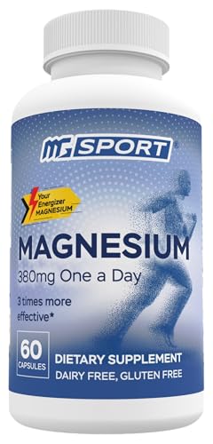 High Absorption Magnesium for Leg Cramps,tensed Muscles, Supports Muscles Function with Vitamins B6, D, E, 380mg Magnesium, 60 Servings