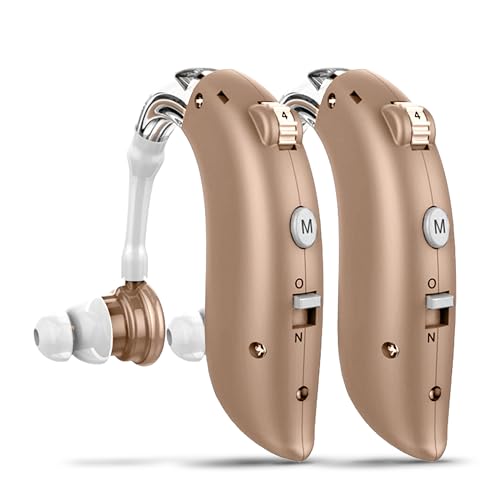 Dellona High-Performance Hearing Aids for Seniors Severe Hearing Loss, (Pair) Rechargeable Hearing Aids, Comfort Design Hearing Aid, Hearing Aids for Seniors Rechargeable with Noise Cancelling, PSAP Hearing Amplifier to Aid and Assist Hearing,(Beige)