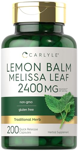 Carlyle Melissa Lemon Balm | 200 Capsules | Non-GMO and Gluten Free Formula | Melissa Leaf Traditional Herbal Supplement | Super Concentrated Extract